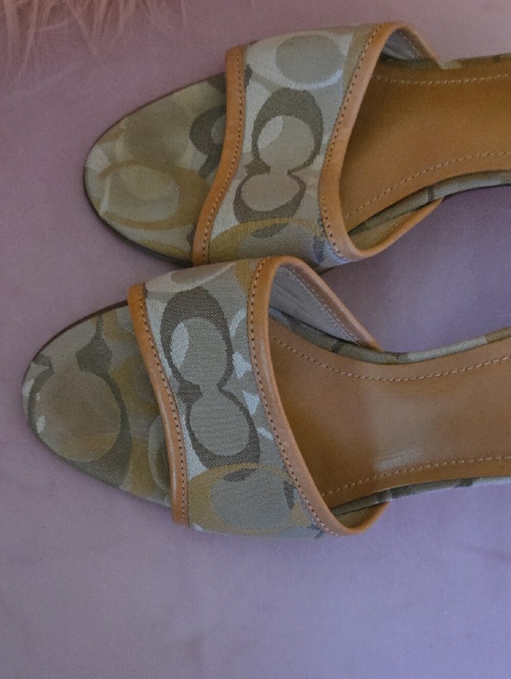 Coach Monogram Slide Mules in Beige and Tan - Picture 4 of 4